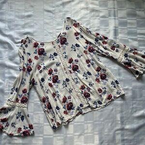 Forever 21 Bohemian Style Floral Top with Bell Sleeves